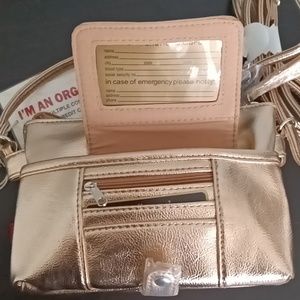 NWT UNIONBAY Organizer Crossbody Purse Rose Gold Vegan Leather